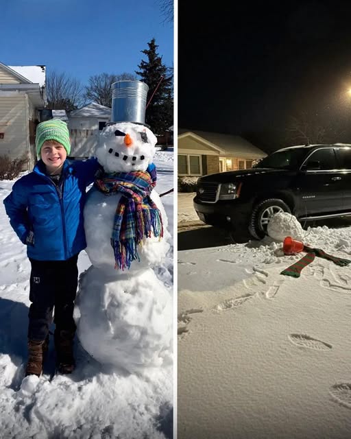 My Son Kept Building a Snowman, and My Neighbor Kept Running It Over with His Car – So My Child Taught the Grown Man a Lesson He’ll Never Forget